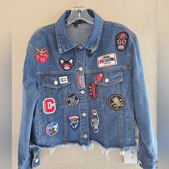 3.65 Jackets & Blazers - 3.65 women's cropped jeans patch jacket women's size medium color denim